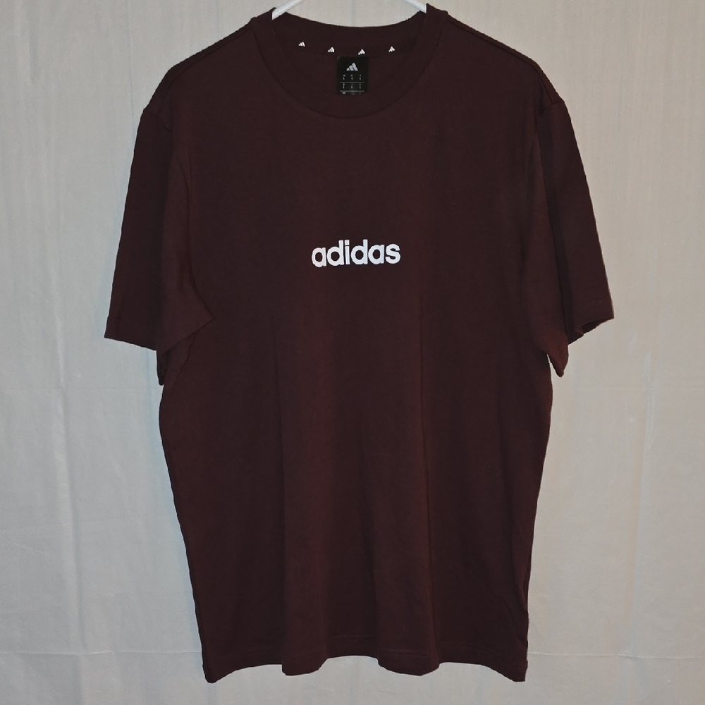 Adidas Men's Burgundy Short Sleeve Tee Large